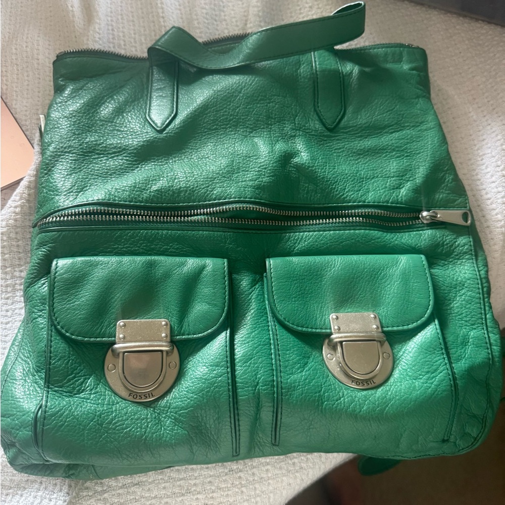 Fossil Emerald Green Leather Backpack